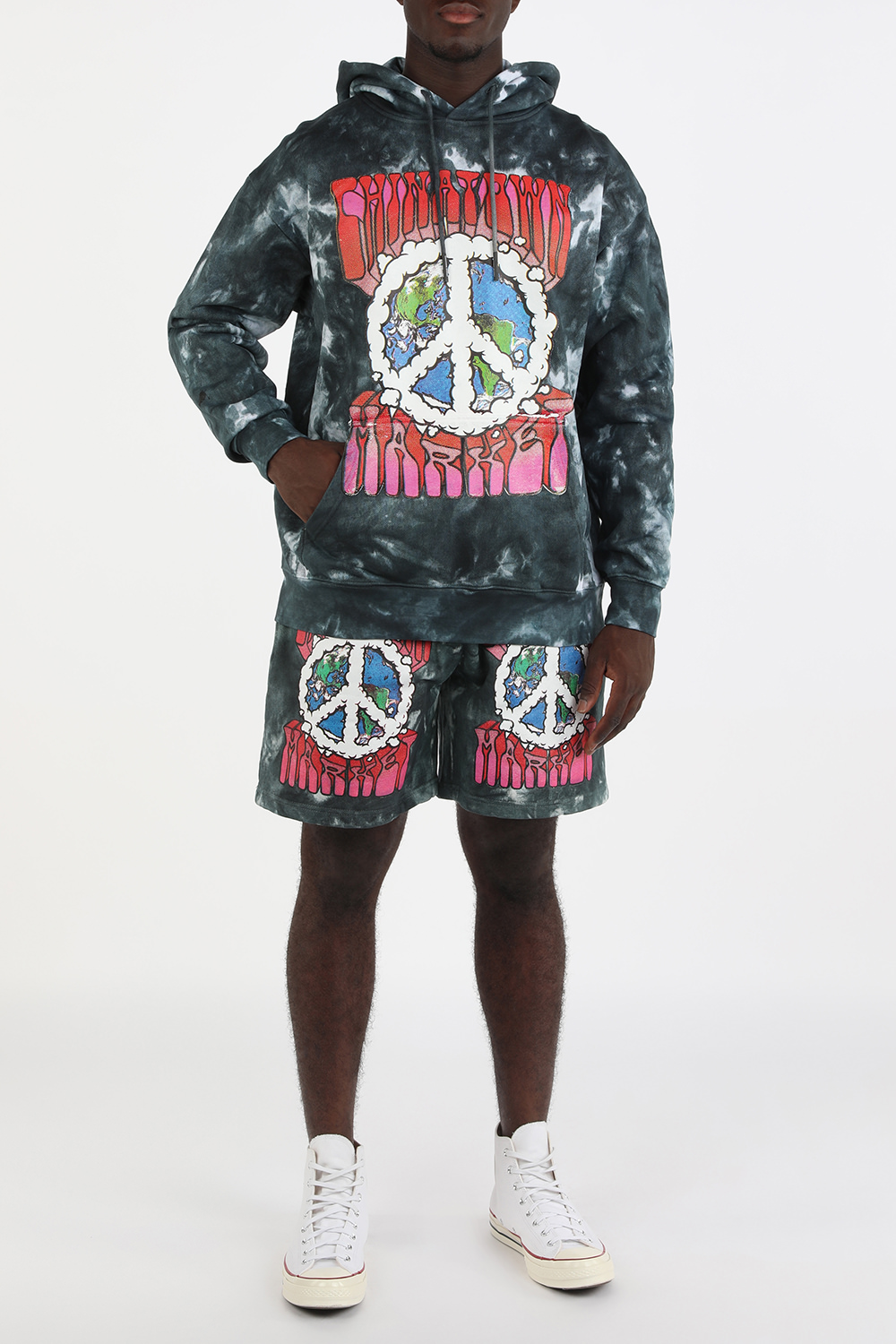 Peace On Earth Clouds Hoodie in Tie Dye 